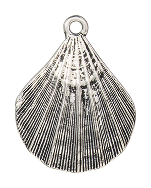 TierraCast : Pendant - 31 x 24mm, 2.2mm Loop, Scalloped Shell, Antique Silver