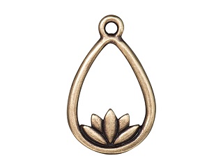 TierraCast : Drop Charm - Lotus Teardrop, Brass Oxide