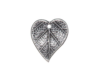 TierraCast : Charm - Heart Leaf, Antique Pewter