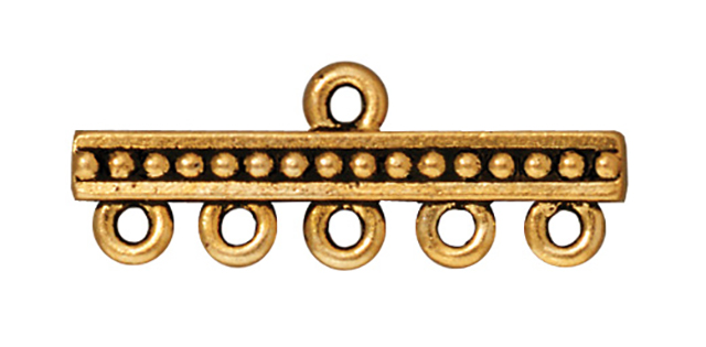 TierraCast : Link - 26 x 10mm, 1.5mm Loop, Beaded 5-1, Antique Gold