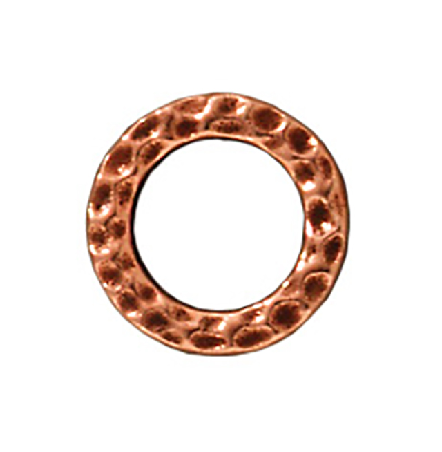 TierraCast : Link - 9mm, 5.7mm Hole, Small Hammertone Ring, Antique Copper