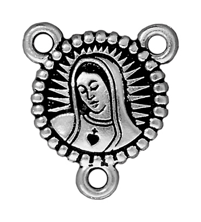 TierraCast : Link - 21 x 18.5mm, 2mm Loop, Our Lady, Antique Silver