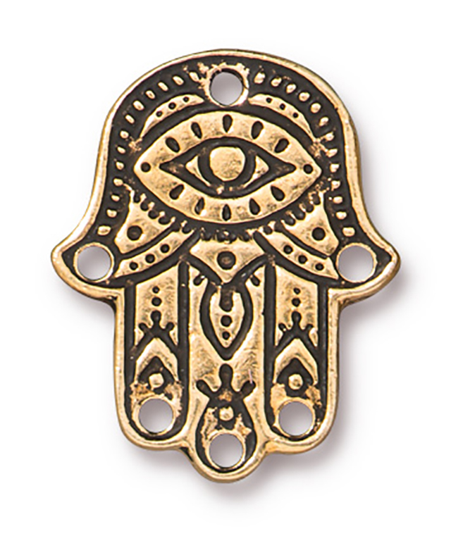 TierraCast : Link - 21.5 x 17.5mm, 1.5mm Hole, Hamsa Hand, Antique Gold