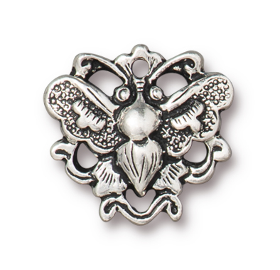 TierraCast : Link - 17 x 16mm, 1.5mm Loop, Butterfly, Antique Silver