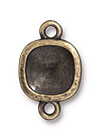 TierraCast : Link - Hammered 10mm Cushion Bezel, 2mm Loop, Brass Oxide