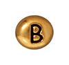 TierraCast : Bead - 7 x 6mm, 1mm Hole, Letter B, Antique Gold