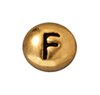 TierraCast : Bead - 7 x 6mm, 1mm Hole, Letter F, Antique Gold