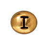 TierraCast : Bead - 7 x 6mm, 1mm Hole, Letter I, Antique Gold