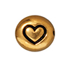TierraCast : Bead - 7 x 6mm, 1mm Hole, Symbol Heart, Antique Gold