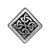 TierraCast : Bead - 13 x 13mm, 1mm Hole, Med Celtic Diamond, Antique Silver