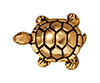 TierraCast : Bead - 15 x 12mm, 1mm Hole, Turtle, Antique Gold
