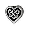 TierraCast : Bead - 9.5 x 9mm, 1mm Hole, Celtic Heart, Antique Silver