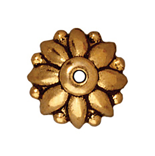 TierraCast : Bead Cap - 10 mm Dharma, Antique Gold