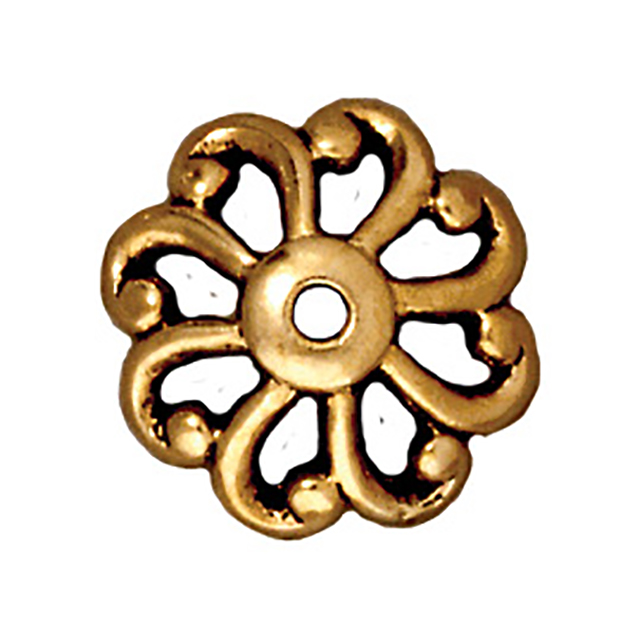 TierraCast : Bead Cap - 12 mm Open Scalloped, Antique Gold