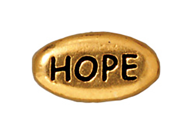 TierraCast : Bead - 11 x 6mm Word Hope, Antique Gold