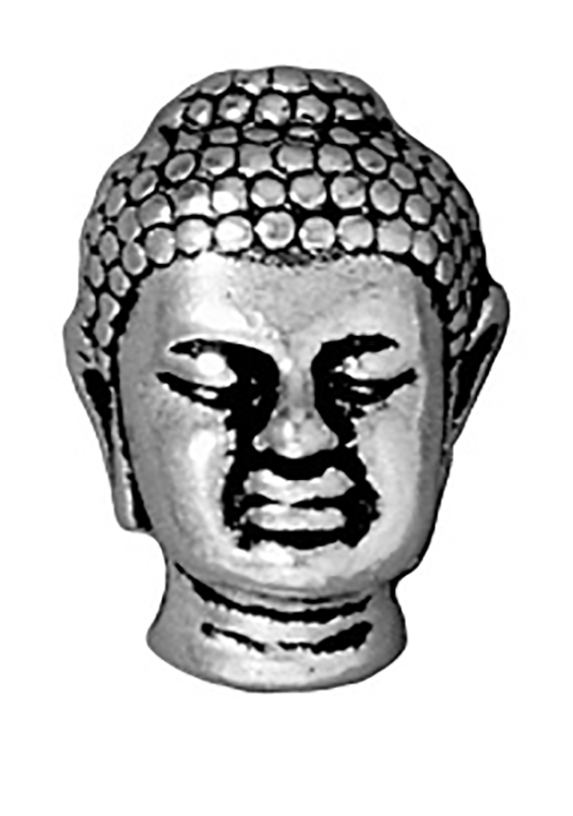 TierraCast : Bead - 14 x 10mm, Buddha LH, 2.5mm Hole, Antique Silver