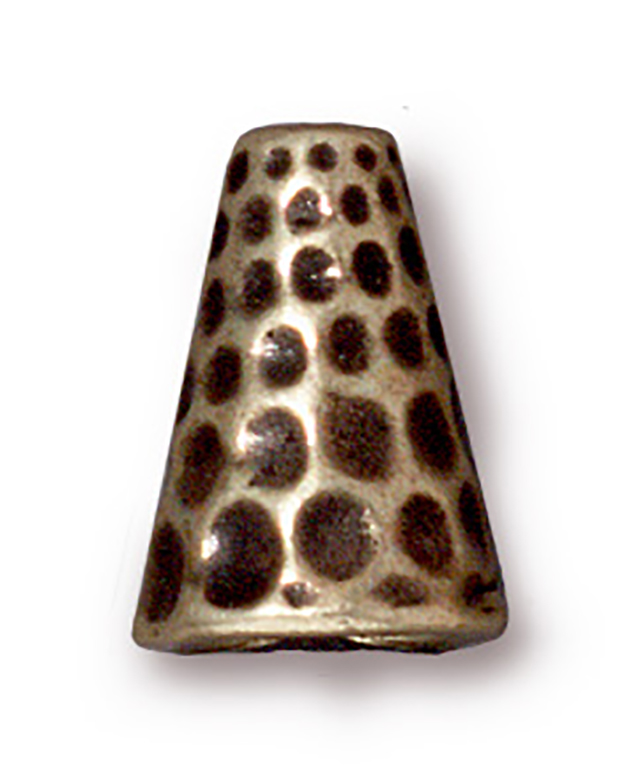 TierraCast : Cone - 12.5 x 9mm, 1.5mm Hole, Tall Hammertone, Brass Oxide