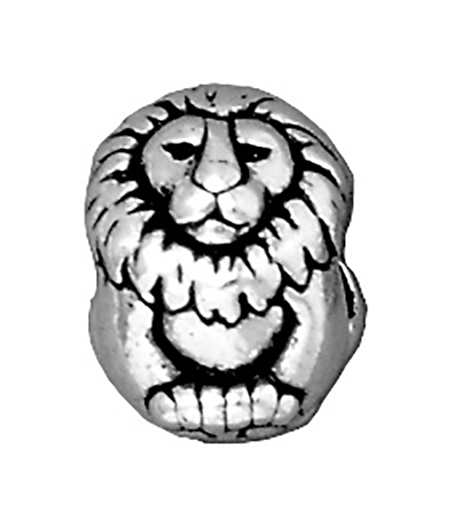 TierraCast : Bead - 11.5 x 9mm, 4mm Hole, Lion Euro, Antique Silver