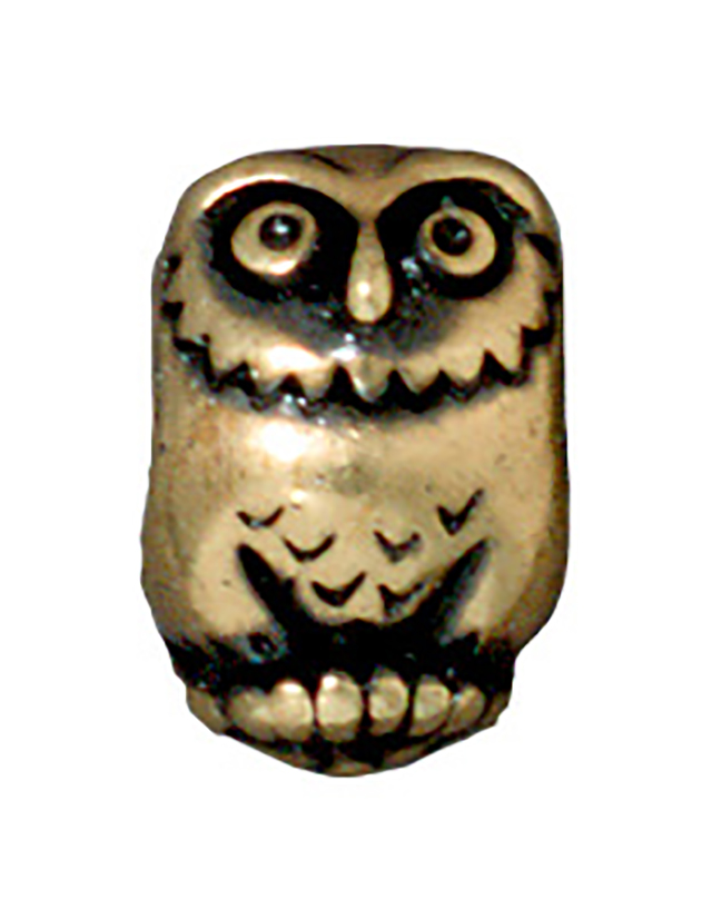 TierraCast : Bead - 12 x 8.5mm, 4mm Hole, Owl Euro, Brass Oxide