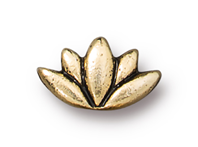 TierraCast : Bead - 12 x 7mm Lotus, Antique Gold
