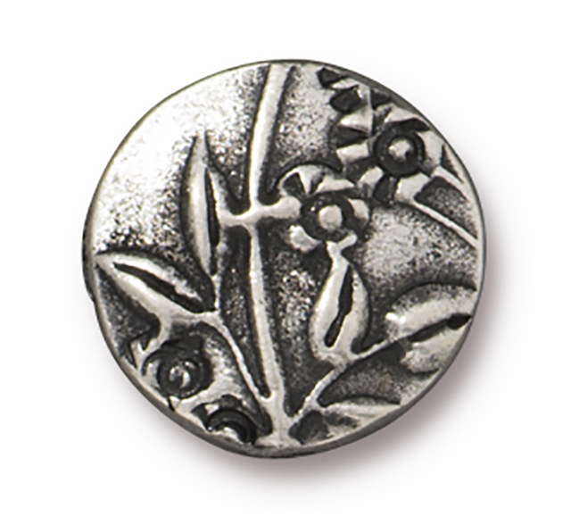 TierraCast : Puffed Bead - 14.5mm, 1.5mm Hole, Jardin, Antique Pewter