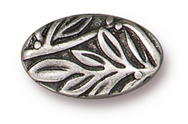 TierraCast : Bead - 13 x 8mm, 1mm Hole, Botanical, Antique Pewter