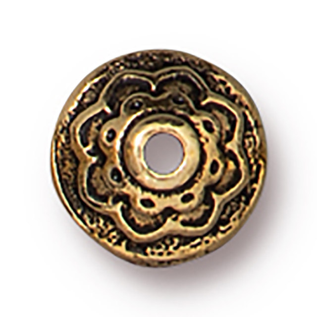 TierraCast : Bead Cap - 8mm Lotus, Antique Gold