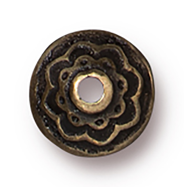 TierraCast : Bead Cap - 8mm Lotus, Brass Oxide