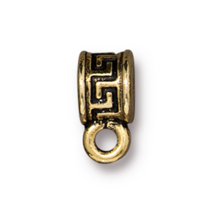 TierraCast : Spacer Bail - 10 x 5.5mm, 2.7mm Loop, 2mm Hole, Meandering, Antique Gold
