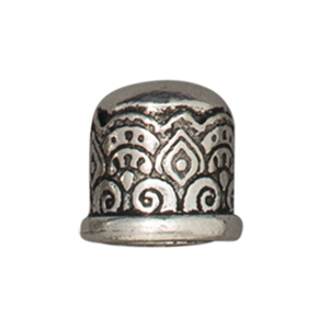 TierraCast : Cord End - 6mm Temple,  No Loop, Antique Silver