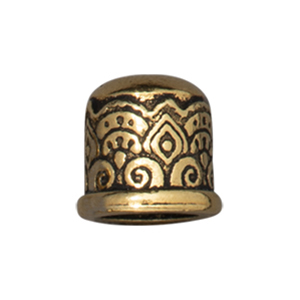 TierraCast : Cord End - 6mm Temple,  No Loop, Antique Gold