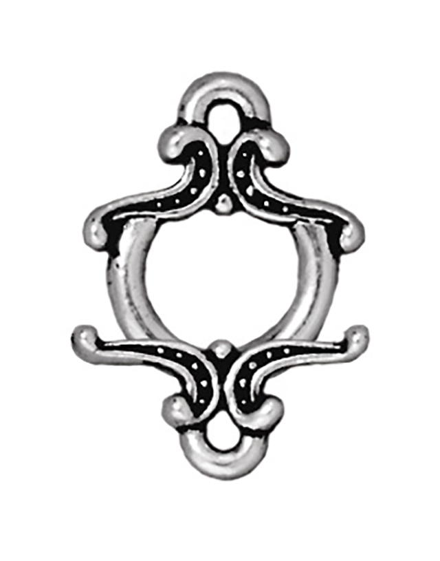 TierraCast : Clasp Set - Bar 12.5mm, Ring 11.5mm, 1.3mm Loop, Keepsake, Antique Silver