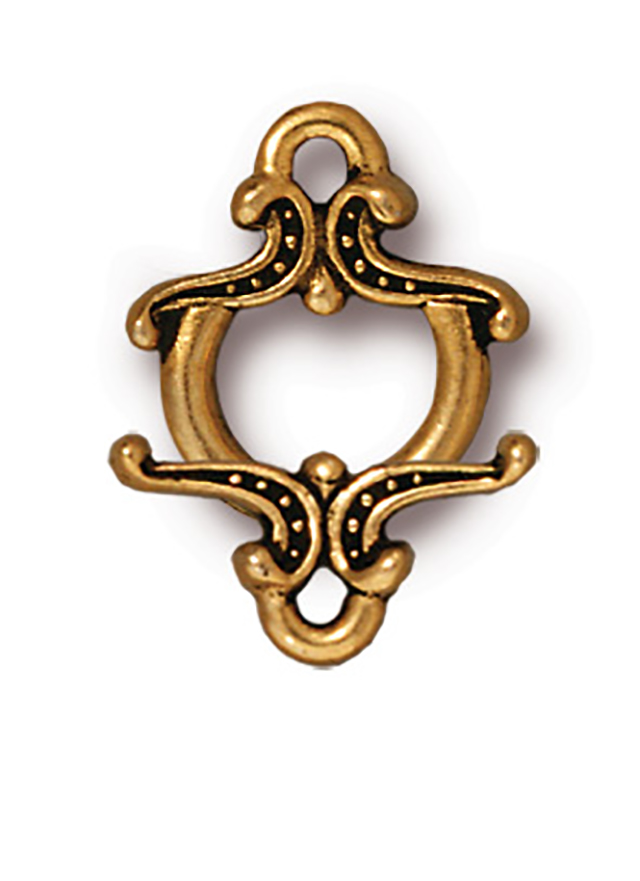 TierraCast : Clasp Set - Bar 12.5mm, Ring 11.5mm, 1.3mm Loop, Keepsake, Antique Gold