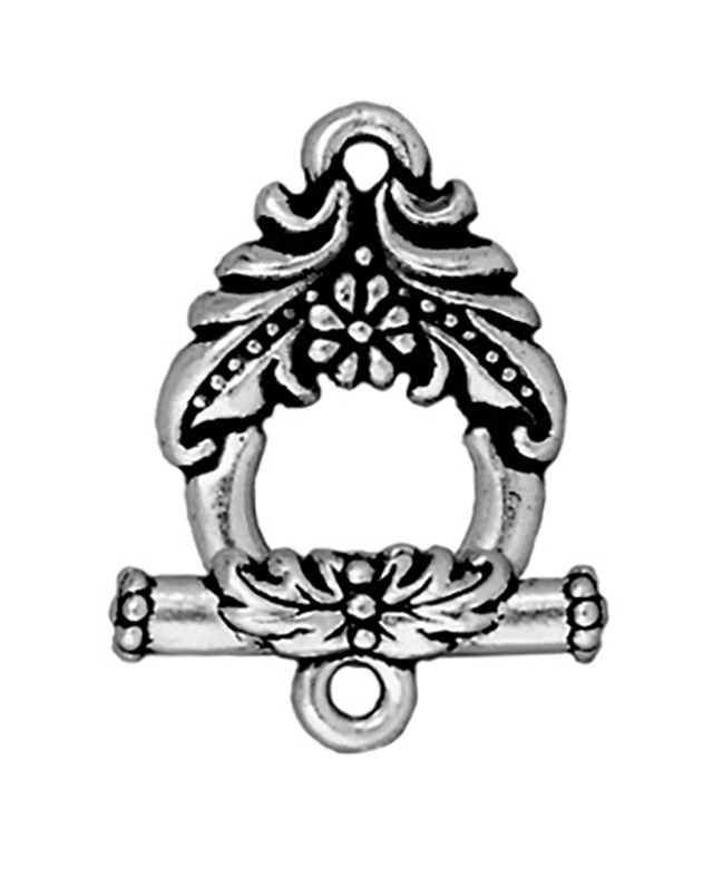 TierraCast : Clasp Set - Bar 17mm, Ring 12.5mm, 1.5mm Loop, Garland, Antique Silver