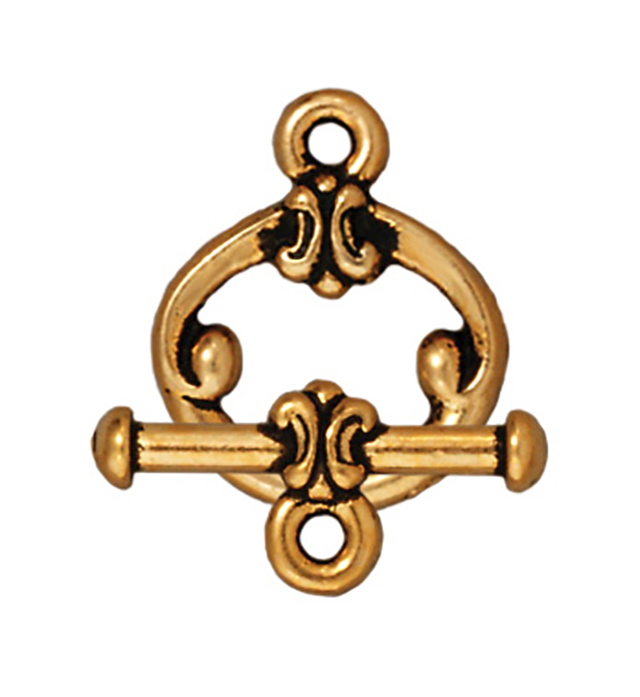 TierraCast : Clasp Set - Bar 16mm, Ring 12.5mm, 1.3mm Loop, Classic, Antique Gold