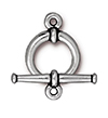 TierraCast : Clasp Set - Bar 24.5mm, Ring 15.5mm, 1.8mm Loop, Large Tapered, Antique Silver