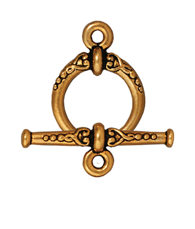 TierraCast : Clasp Set - Bar 24mm, Ring 15mm, 1.8mm Loop, Heirloom, Antique Gold