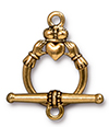 TierraCast : Clasp Set - Bar 22mm, Ring 15.5mm, 1.8mm Loop, Claddagh, Antique Gold
