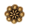 TierraCast : Button - 12 x 12mm, 2.2mm Loop, Czech Rosette, Antique Gold