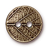TierraCast : Button - 17mm, 2mm Hole, Round Leaf, Brass Oxide