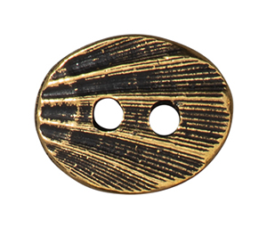 TierraCast : Button - 17 x 13.5mm, 2mm Hole, Oval Shell, Antique Gold