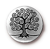 TierraCast : Button - 15.5mm, 2mm Loop, Tree Of Life, Antique Silver