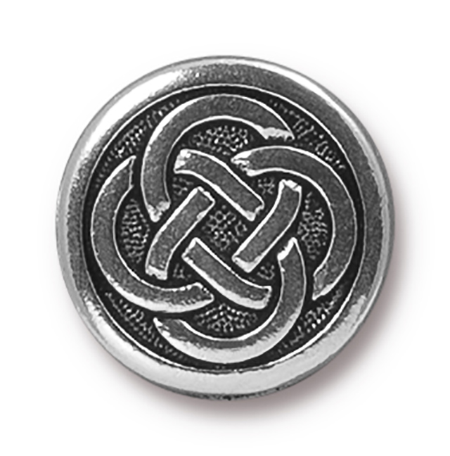 TierraCast : Button - 16mm, 2mm Loop, Celtic Knot, Antique Silver