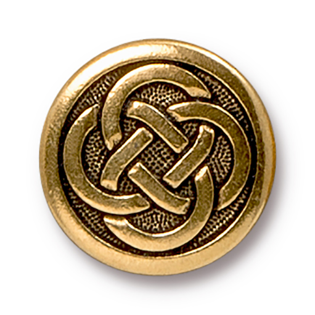 TierraCast : Button - 16mm, 2mm Loop, Celtic Knot, Antique Gold