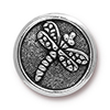 TierraCast : Button - 17mm, 2.3mm Loop, Dragonfly, Antique Silver