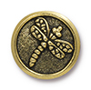TierraCast : Button - 17mm, 2.3mm Loop, Dragonfly, Antique Gold