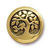 TierraCast : Button - 17mm, 2.3mm Loop, Bird in a Tree, Antique Gold