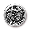 TierraCast : Button - 17mm, 2.3mm Loop, Czech Flower, Antique Silver