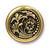 TierraCast : Button - 17mm, 2.3mm Loop, Czech Flower, Antique Gold