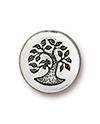 TierraCast : Button - 12mm, 2.3mm Loop, Small Bird In Tree, Antique Silver